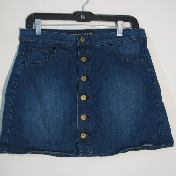 * Express Jeans Denim Skirt Size 8 Mini Button Up Cute - Picture 1 of 3